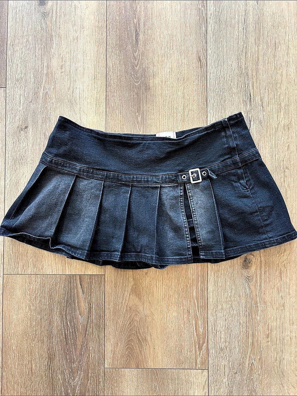 BDG Shaina Belted Denim Micro Mini Skort Black Large